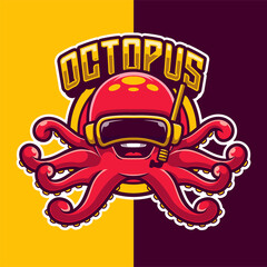 Octopus Mascot Cartoon Logo Template