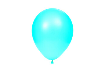 Blue balloon isolated on white background. Template for postcard, banner, poster, web design. Festive decoration for celebrations and birthday. High resolution photo.
