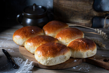 Fresh homemade pastries on a wooden rustic table