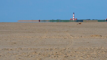 Westerheversand lighthouse as seen from the beach