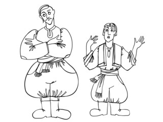Hand drawing line art fairy tale characters, personage