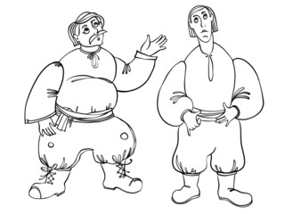 Hand drawing line art fairy tale characters, personage