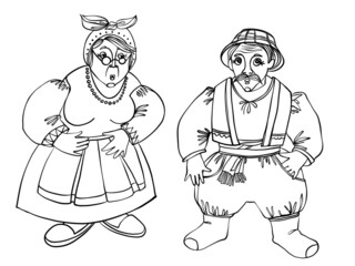 Hand drawing line art fairy tale characters, personage