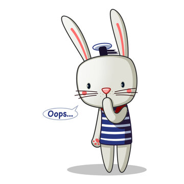 cute rabbit says oops 