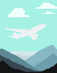 airplane flying over the mountains