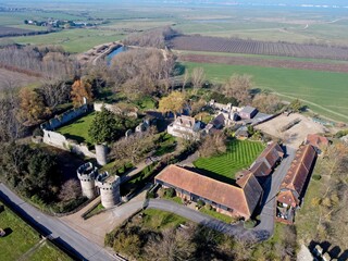 Aerial drone. Cooling Castle in Kent, England.