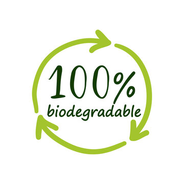 100 percent biodegradable sign at product label