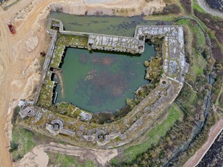 Aerial drone. Cliffe fort on the river Thames in Kent, England.