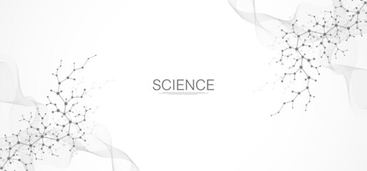 Molecular structures or chemical engineering. Abstract molecules background and medical concept. Vector illustration