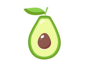  Avocado isolated on white background. Organic food. Cartoon style. Vector illustration for design.