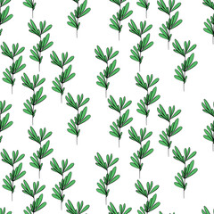 Naklejka na ściany i meble Vector seamless half-drop pattern, with leaves 