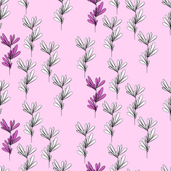 Vector seamless half-drop pattern, with leaves 