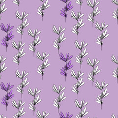 Vector seamless half-drop pattern, with leaves 