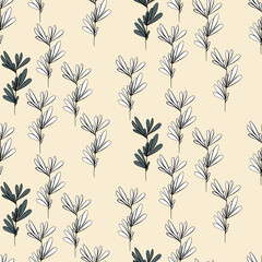 Vector seamless half-drop pattern, with leaves 