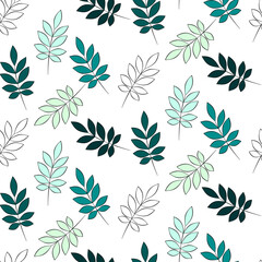 Vector seamless half-drop pattern, with leaves 