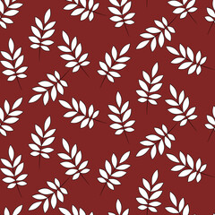 Vector seamless half-drop pattern, with leaves 
