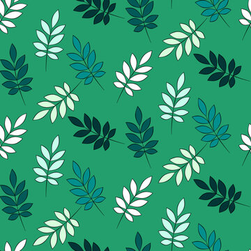 Vector seamless half-drop pattern, with leaves © eLifeS