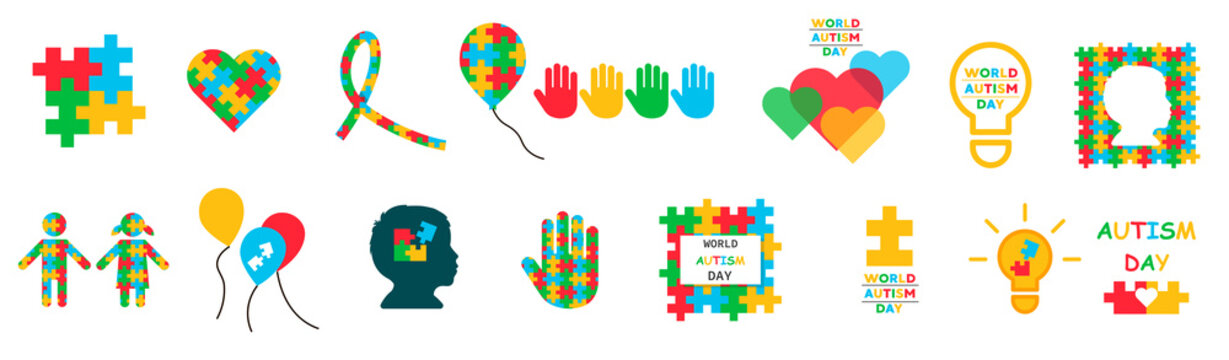 World autism awareness day concept with puzzle