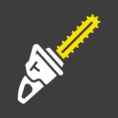 Garden chainsaw isolated vector glyph icon