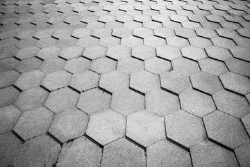 background of a floor made with a pattern of grey hexagons
