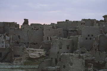 Amazing View to the Sandstone Walls and Ancient Fortress of an Old Shali Mountain village in Siwa Oasis, Egypt