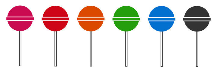 Colorful lollipops icon. Fruits candy symbol. Sign dessert vector.