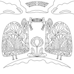 Coloring pages for kids and adults abstract black and white line art illustration relax tattoo template ideas design printable