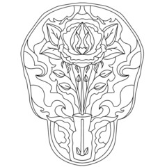 Coloring pages for kids and adults abstract black and white line art illustration relax tattoo template ideas design printable