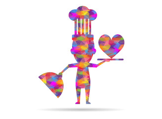 icon chef and love low poly