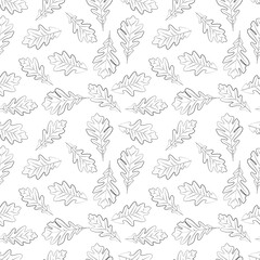 A set of oak leaves seamless pattern, 1000x1000, Vector graphics.
