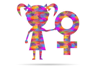 icon female girl low poly