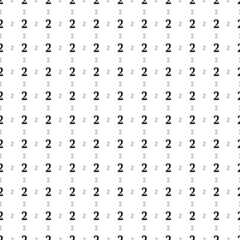 Square seamless background pattern from geometric shapes are different sizes and opacity. The pattern is evenly filled with black number two symbols. Vector illustration on white background