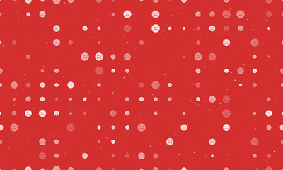 Seamless background pattern of evenly spaced white depression symbols of different sizes and opacity. Vector illustration on red background with stars