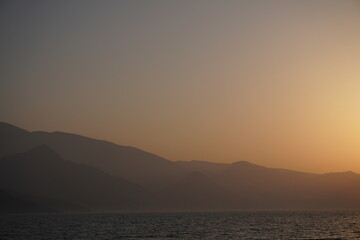 Silhoutte of the mountains after sunset