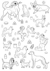 Animal clorng pages for kids line art printable design 