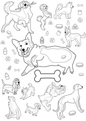 Animal clorng pages for kids line art printable design 