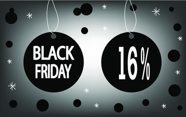 16% off black friday event sale. banner for sales stores.