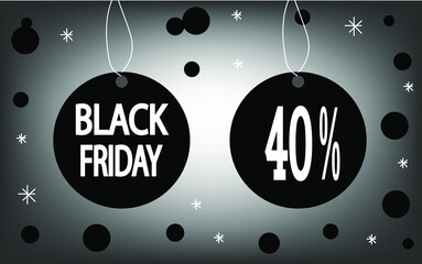 40% off black friday event sale. banner for sales stores.