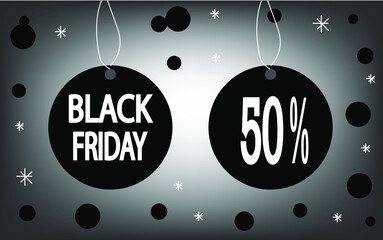 50% off black friday event sale. banner for sales stores.