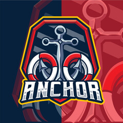 Anchor Boat Mascot Logo Template