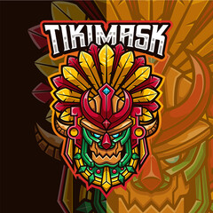 Tiki Mask and Tribal Mask Mascot Logo Template