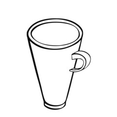 cup with tea or coffee side view. hand drawn vector