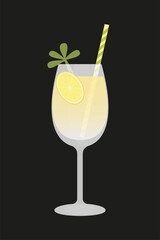 summer cocktail, soft and alcohol drink, vector illustration