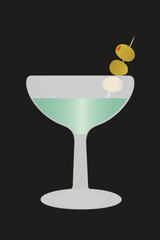 martini cocktail, alcohol drink, vector illustration