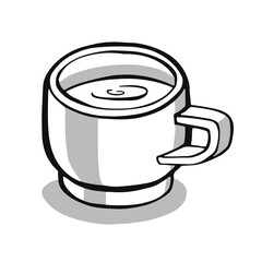 cup with tea or coffee side view. hand drawn vector