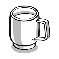 cup with tea or coffee side view. hand drawn vector