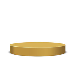 3d gold round stage podium with shadow. Winner podium. Vector