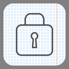 Lock simple icon vector. Flat desing. On graph paper. Grey background.ai