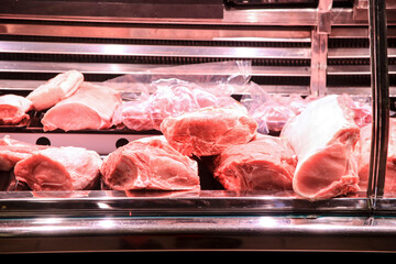 Fototapeta Meat stalls inside the Central Market of Alicante obraz