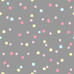 Cute seamless pattern with scattered round spots. Endless girly print. Simple vector illustration.